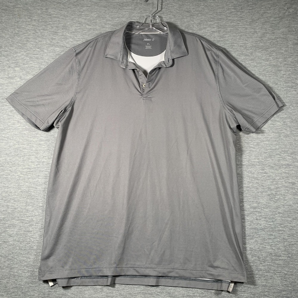 Johnnie-O Polo Shirt Mens XL Gray Geometric Golf Performance Stretch Jersey